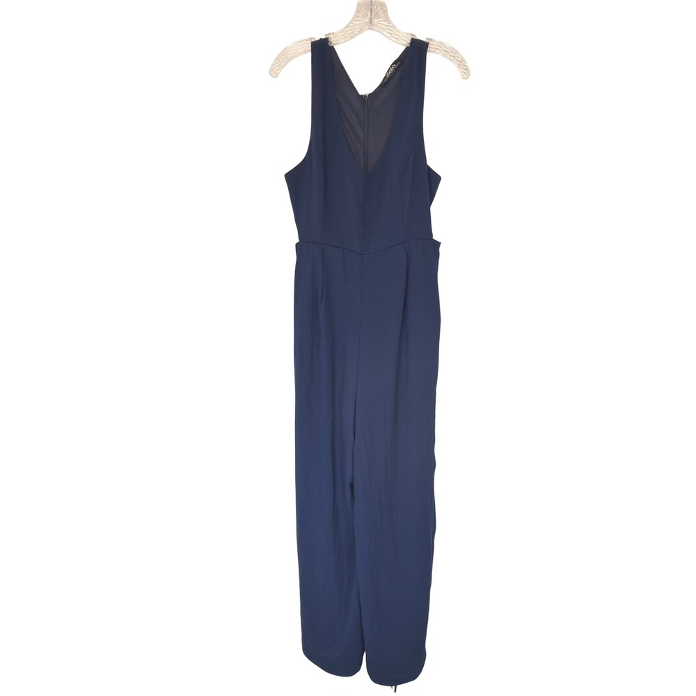 Lulus Dance Off Navy Blue Jumpsuit Wide Leg V-Neck Side Cutout‎ Lightweight